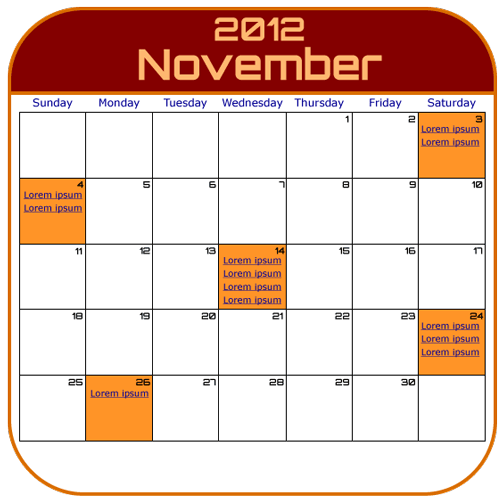 November Calendar